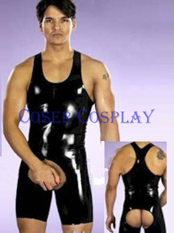 2020 Sexy Lingerie for Men Black PVC jumpsuit 2107